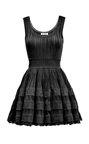 Robe courte Alaïa en maille côtelée et dentelle quality 1