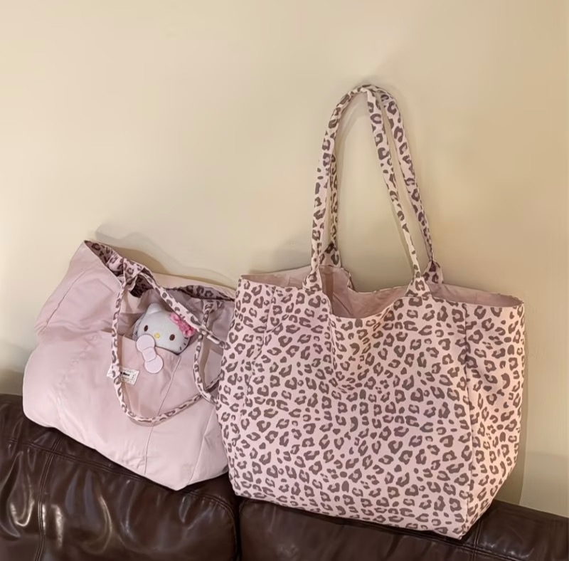 Sac cabas Léopard Rose