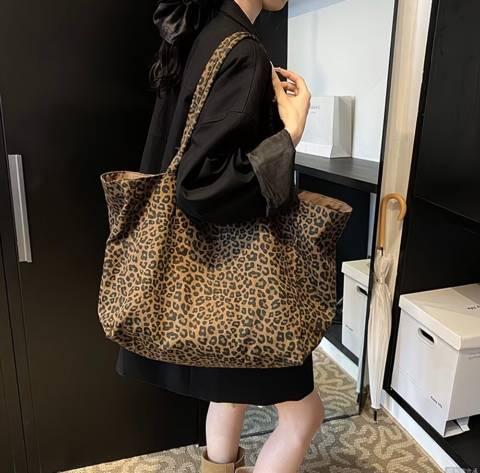 Sac cabas Léopard marron