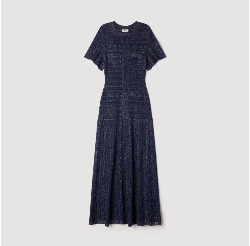 Robe Longue Sandro en Maille Scintillante